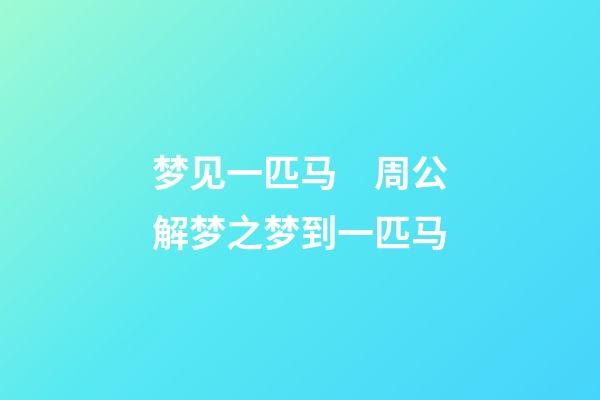 梦见一匹马　周公解梦之梦到一匹马
